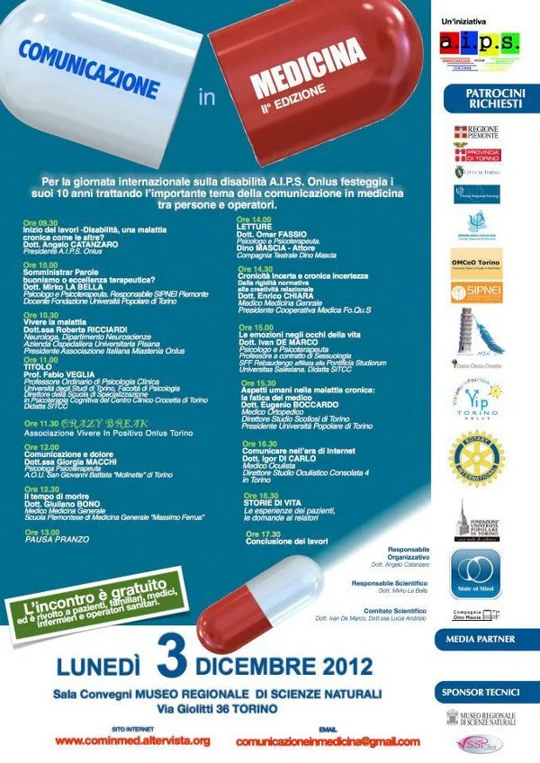 3 Dicembre 2012 - Torino - Convegno: COMUNICAZIONE IN MEDICINA - Programma