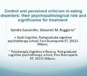 Control and Perceived Criticism in Eating Disorders Control and Perceived Criticism in Eating Disorders