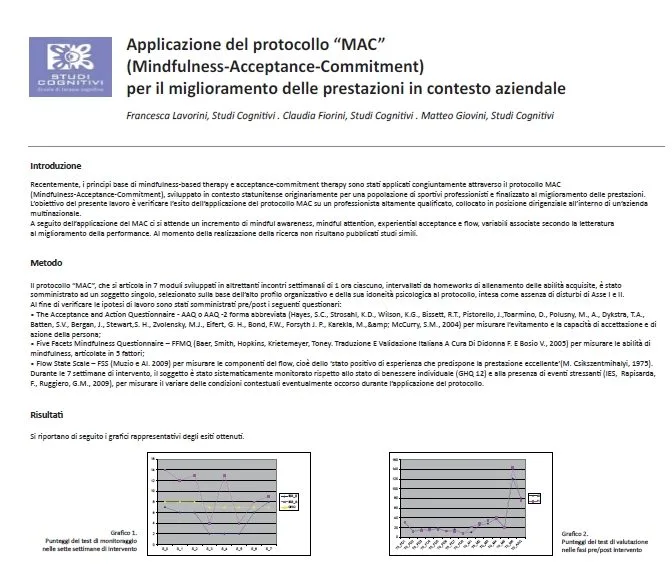 Applicazione del protocollo “MAC” (Mindfulness-Acceptance-Commitment) per il miglioramento delle prestazioni in contesto aziendale