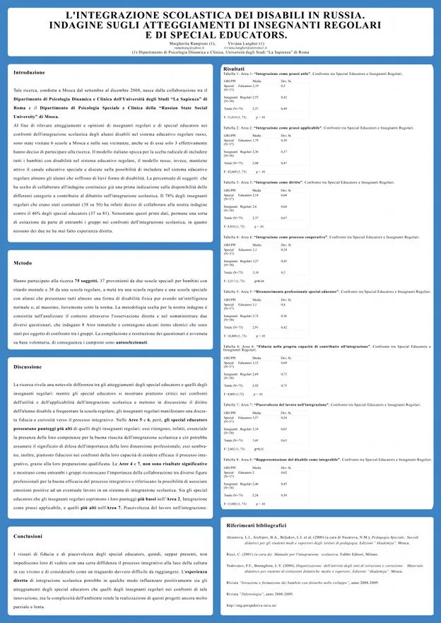 SITCC-Rampioni poster. L'integrazione Scolastica dei disabili in Russia