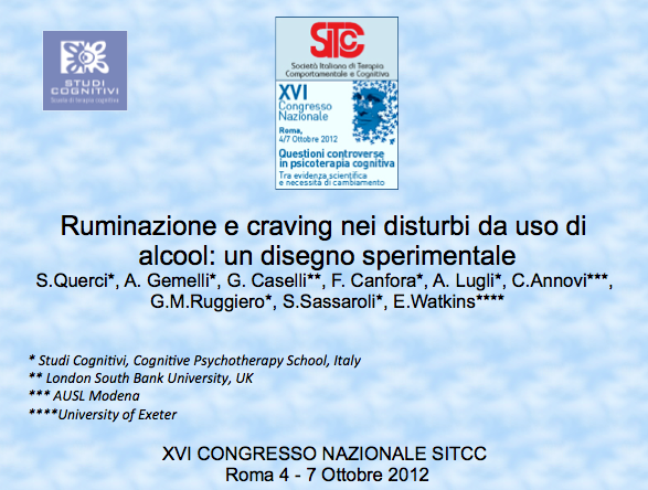 Ruminazione e Craving nei Disturbi da Uso di Alcool: Un Disegno Sperimentale