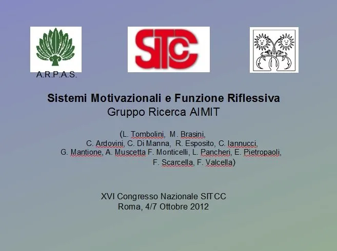 Sitcc 2012 Roma - Sistemi Motivazionali e Funzione Riflessiva Gruppo Ricerca AIMIT - SLIDES