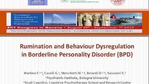 EABCT Geneve - Rumination and Behaviour Dysregulation in BPD