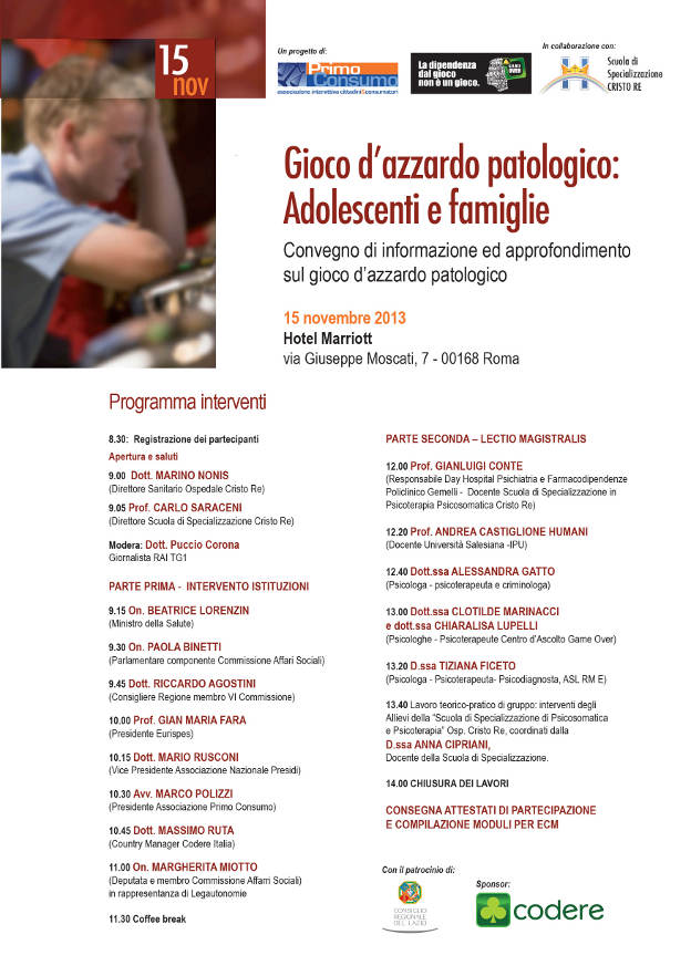 Gioco d'azzardo patologico adolescenti e famiglie