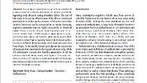 Intuitive Heuristics Linking Perfectionism, Control, and Beliefs Regarding Body Shape in Eating Disorders