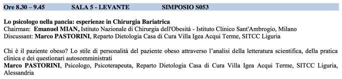 Chirurgia bariatrica - Congresso SITCC 2014