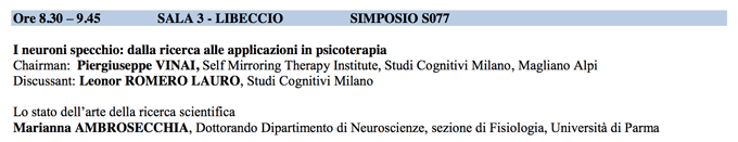 I neuroni specchio dalla ricerca alle applicazioni in psicoterapia - SITCC 2014