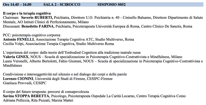 Il corpo e la terapia cognitiva - SITCC 2014