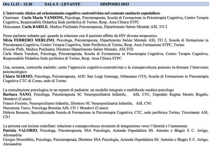 L'intervento clinico ad orientamento cognitivo - sitcc 2014