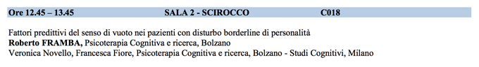 Fattori predittivi del senso di vuoto nei pazienti con disturbo borderline di personalità - sitcc 2014