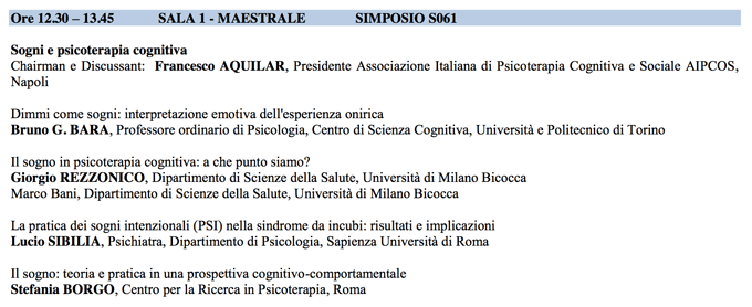 Sogno e Psicoterapia Cognitiva - Congresso SITCC 2014 