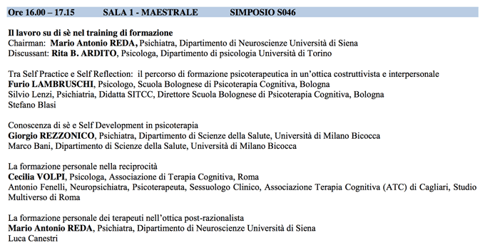 il lavoro su di sè nel training di formazione - Congresso SITCC 2014 