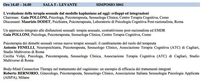 Evoluzione della Terapia Sessuale - SITCC_2014