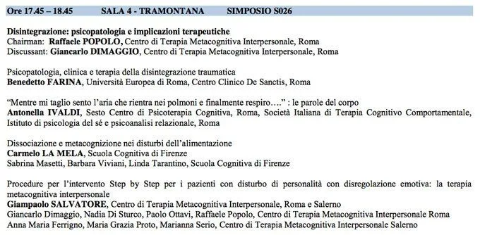 PROCEDURE PER L'INTERVENTO STEP BY STEP PER I PAZIENTI CON DISTURBO DI PERSONALITA' CON DISREGOLAZIONE EMOTIVA: LA TERAPIA METACOGNITIVA INTERPERSONALE