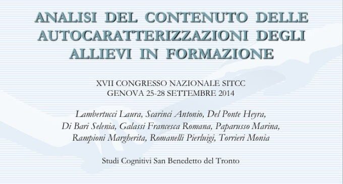 Analisi del contenuto delle autocaratterizzazioni degli allievi in formazione – Congresso SITCC 2014