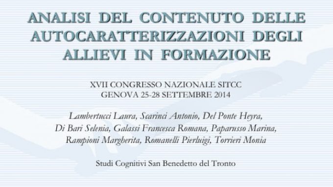 Analisi del contenuto delle autocaratterizzazioni degli allievi in formazione – Congresso SITCC 2014