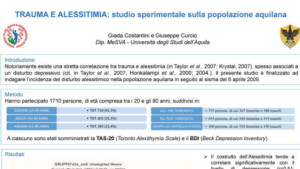 Trauma e alessitimia: studio sperimentale sulla popolazione aquilana