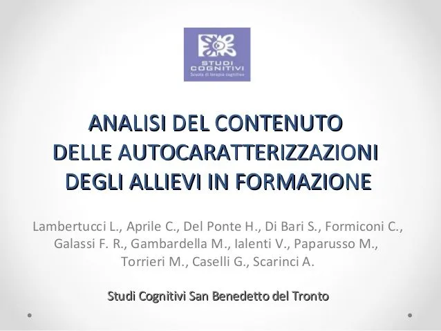 analisi del contenuto delle autocaratterizzazioni degli allievi in formazione