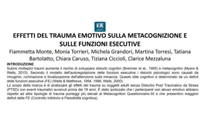 Effetti del trauma emotivo sulla metacognizione e sulle funzioni esecutive – Forum di Assisi 2015