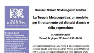 La terapia metacognitiva per ansia e depressione - seminario