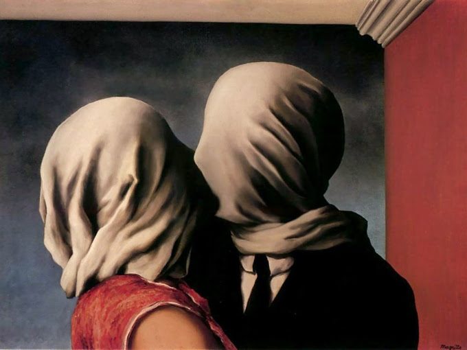 Gli amanti senza volto di Rene Magritte - les amants