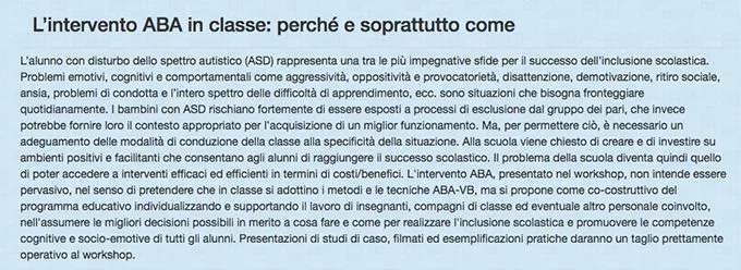 Intervento ABA in classe - Congresso Autismi 2016