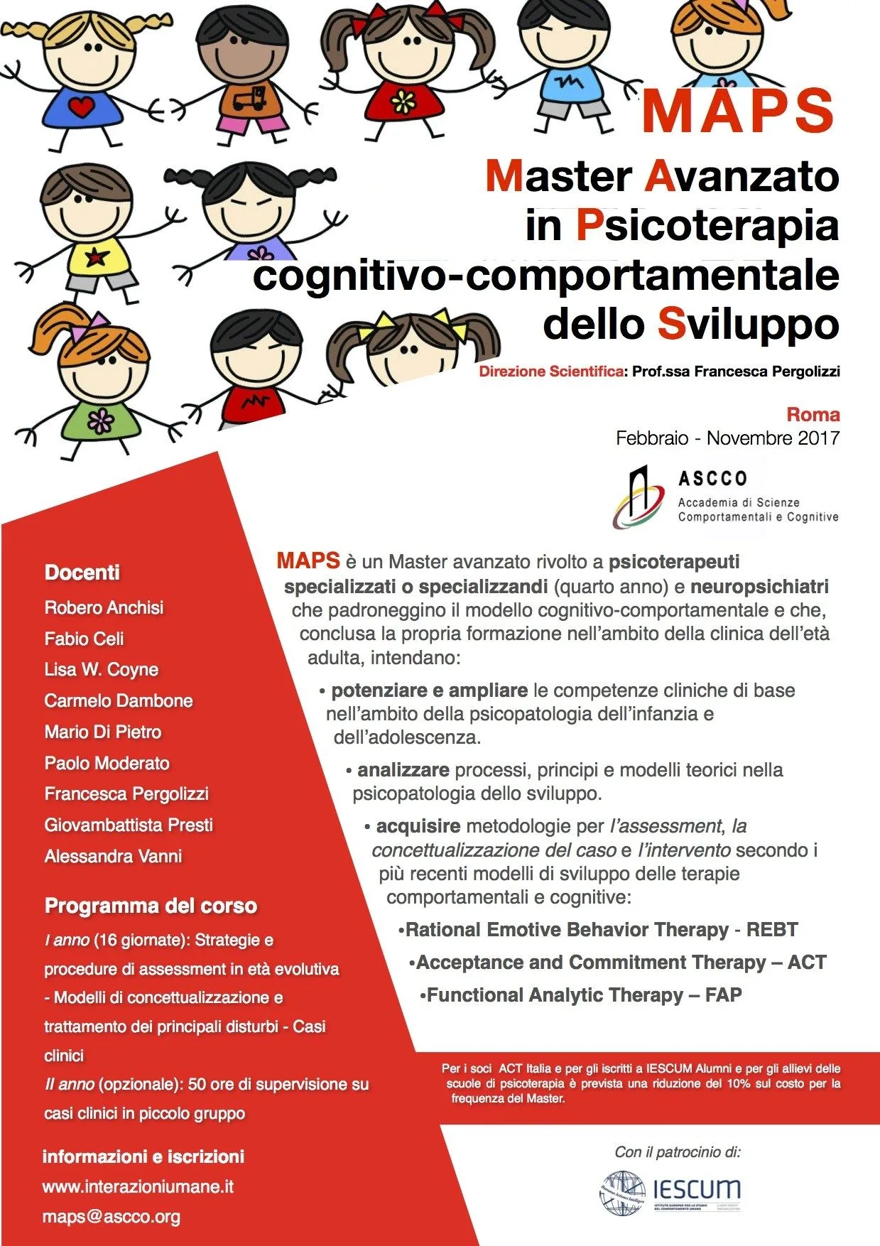 Master Avanzato in Psicoterapia Cognitivo-Comportamentale dello sviluppo - MAPS 2017 - Locandina MAPS 2017