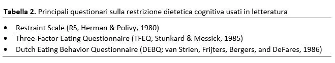 La restrizione dietetica cognitiva il problema della sua misurazione - TAB 2