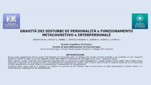 Gravità dei disturbi di personalità e funzionamento metacognitivo e interpersonale - Riccione 2017