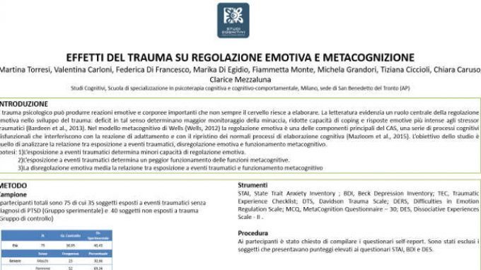 Effetti del trauma su regolazione emotiva e metacognizione – Riccione, 2017
