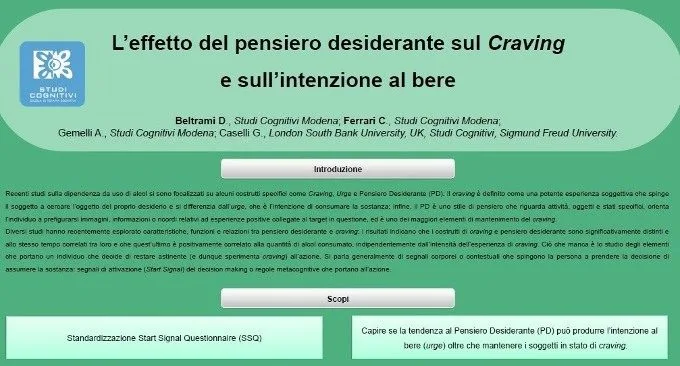 L'effetto del pensiero desiderante sul craving e sull' intenzione al bere- Riccione 2017