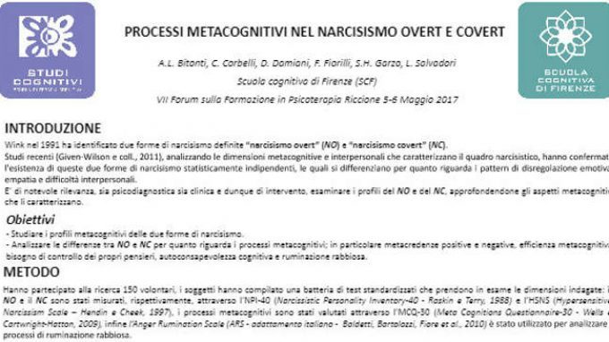Processi metacognitivi nel narcisismo overt e covert – Riccione, 2017