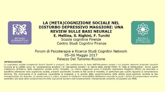 La (meta)cognizione sociale nel disturbo depressivo maggiore: una review sulle basi neurali – Riccione, 2017