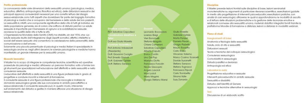 Sessuologia Consulenza ed Educazione Sessuale - Master Universitario biennale di II livello 2017-2018 - IUSVE Istituto Universitario Salesiano Venezia - Locandina 2