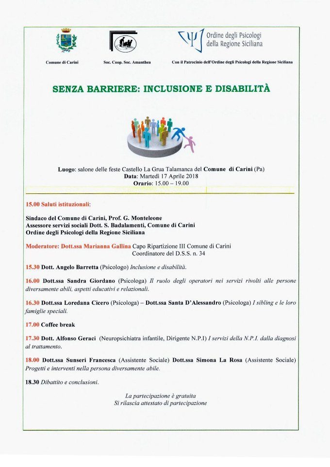 Inclusione e disabilità l'importanza del lavoro di rete nel convegno a Carini