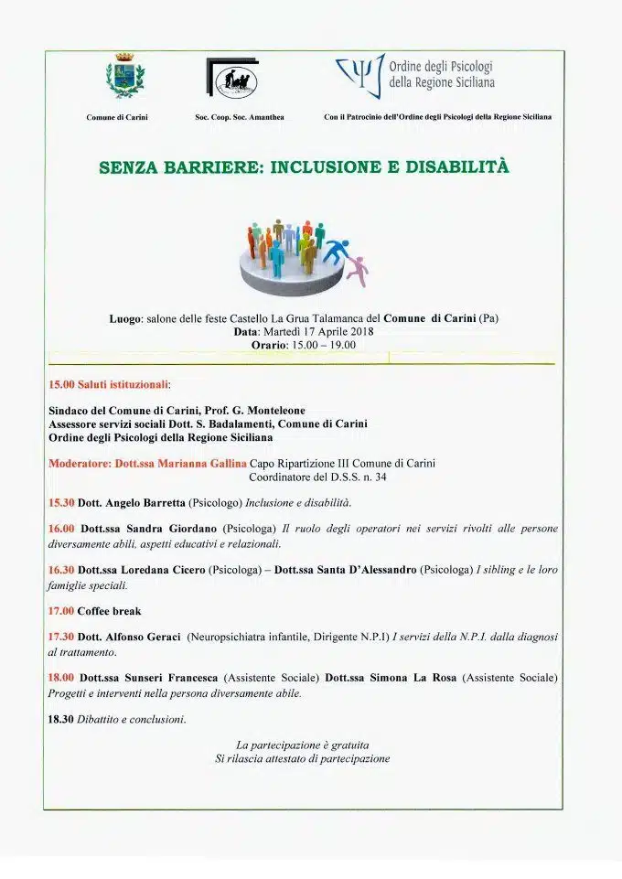 Inclusione e disabilità l'importanza del lavoro di rete nel convegno a Carini