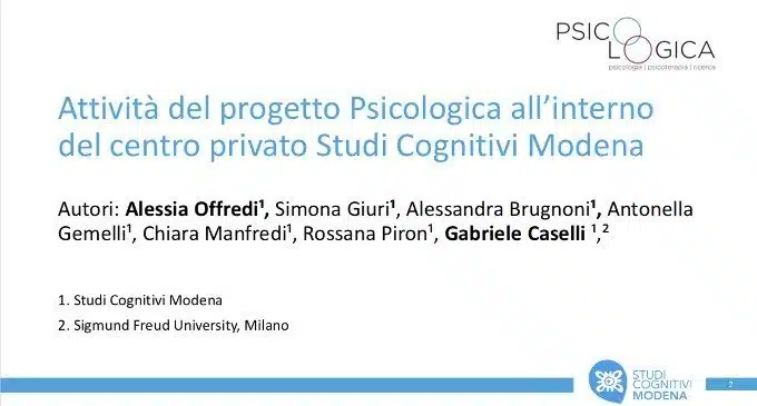 Attività del progetto Psicologica di Studi Cognitivi Modena - SITCC 2018