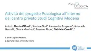 Attività del progetto Psicologica di Studi Cognitivi Modena - SITCC 2018