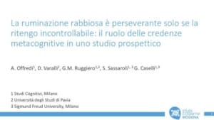 Ruminazione rabbiosa: uno studio sulle metacredenze - SITCC 2018