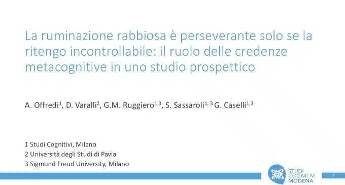 Ruminazione rabbiosa: uno studio sulle metacredenze - SITCC 2018