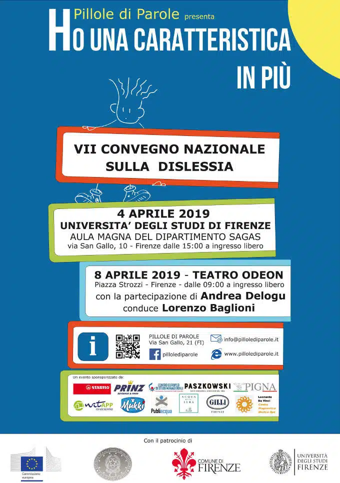 Dislessia: Ho una caratteristica in +. Convegno a Firenze, 4 e 8 aprile