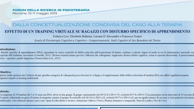 Effetto di un training virtuale su ragazzi con disturbo specifico di apprendimento – Riccione, 2019
