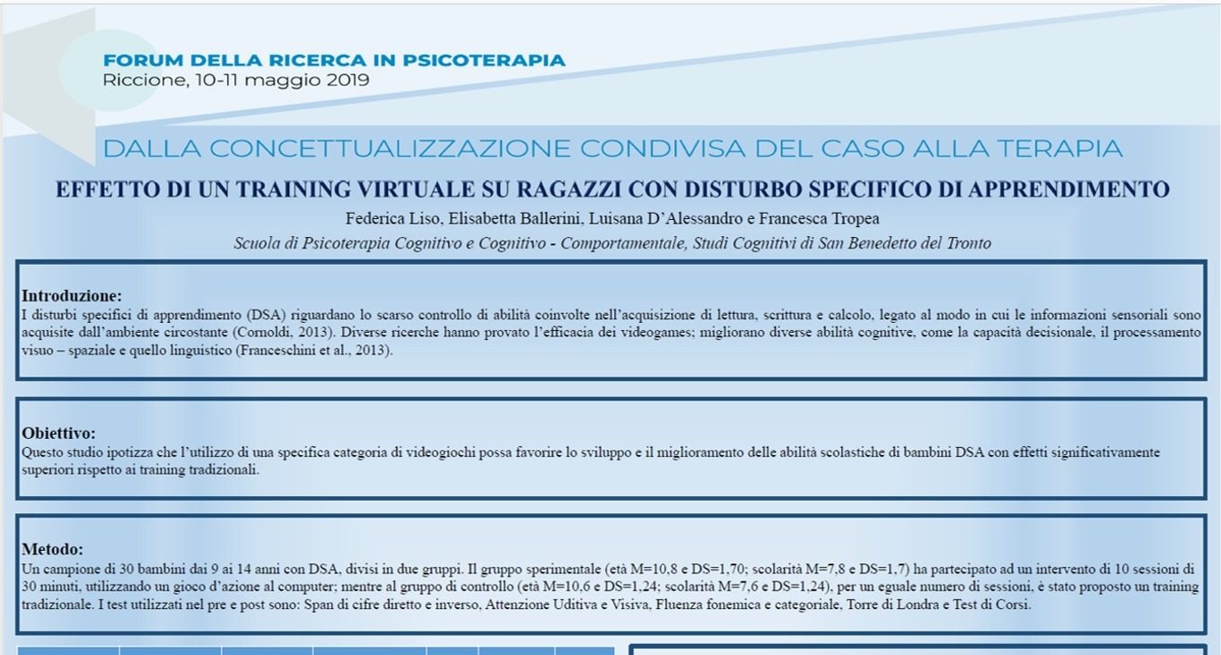 Training virtuale per ragazzi con disturbo specifico di apprendimento