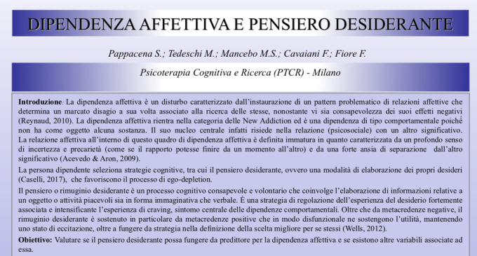 Dipendenza affettiva e pensiero desiderante – Riccione, 2019