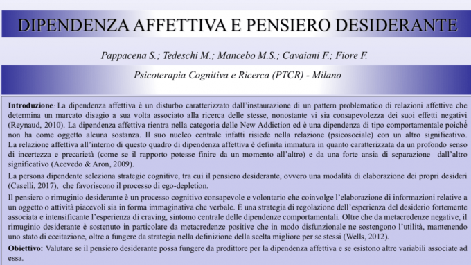 Dipendenza affettiva e pensiero desiderante – Riccione, 2019