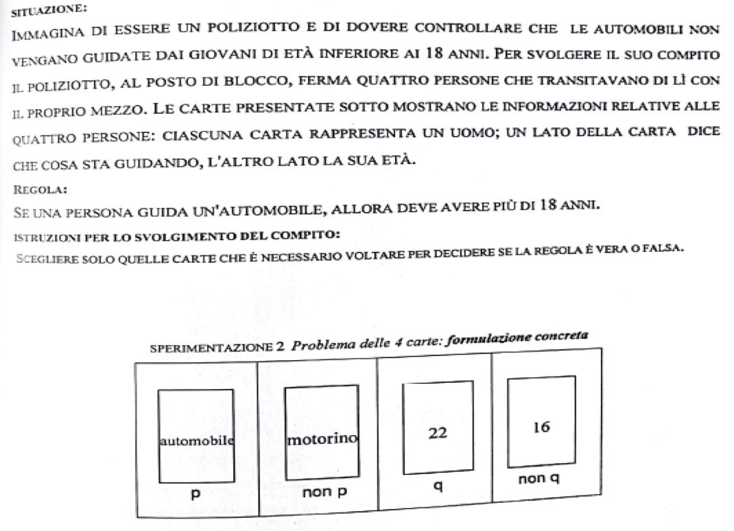 Ragionamento e contesto il problema delle 4 carte di Wason - IMM2
