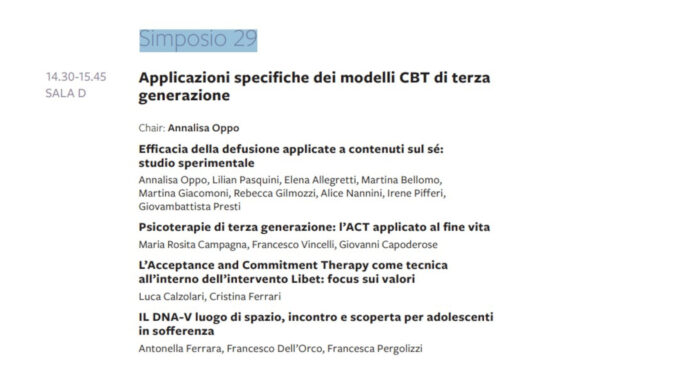 Applicazioni specifiche dei modelli CBT di terza generazione – Congresso CBT-Italia